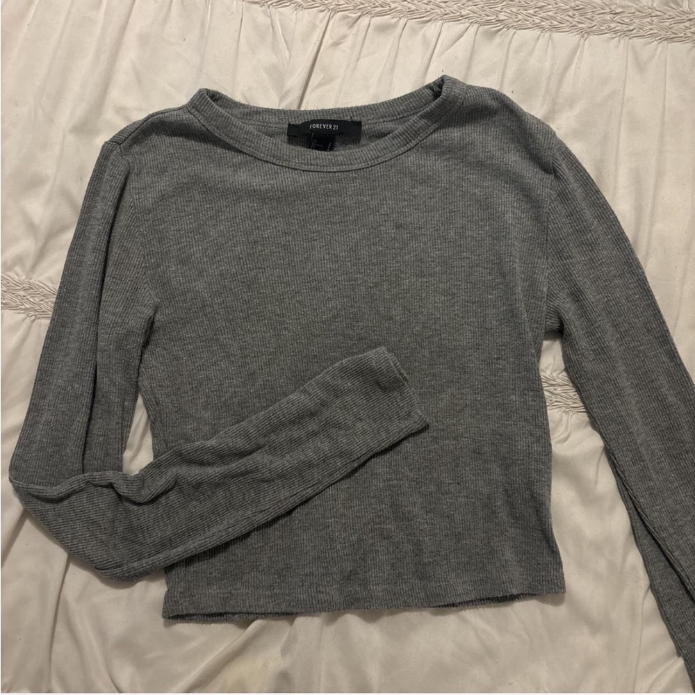 forever 21 grey long sleeve ribbed